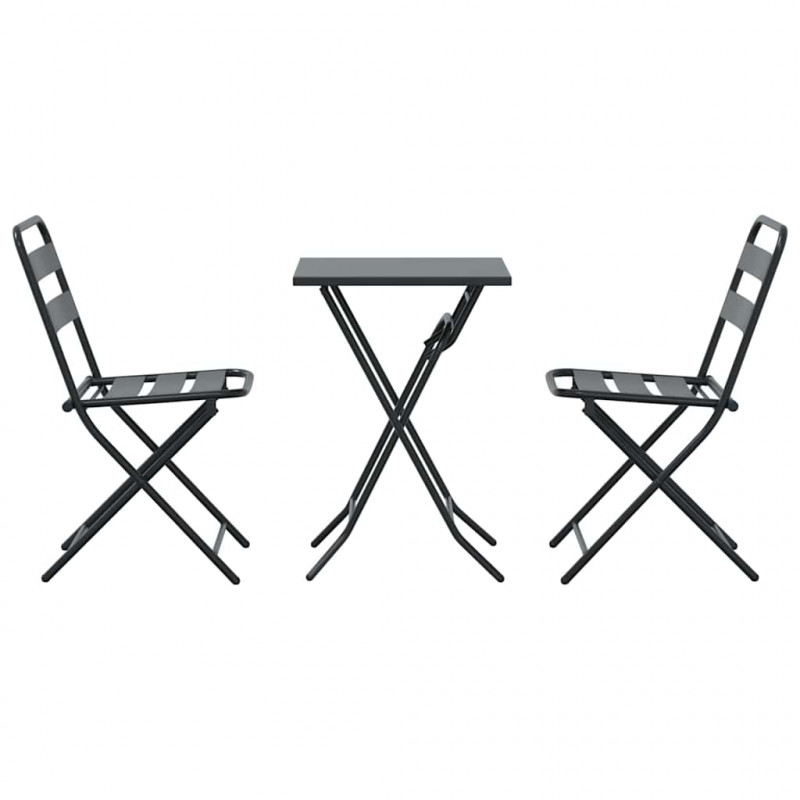 Zestaw Bistro Ogrodowego 3 pcs Antracyt Stal