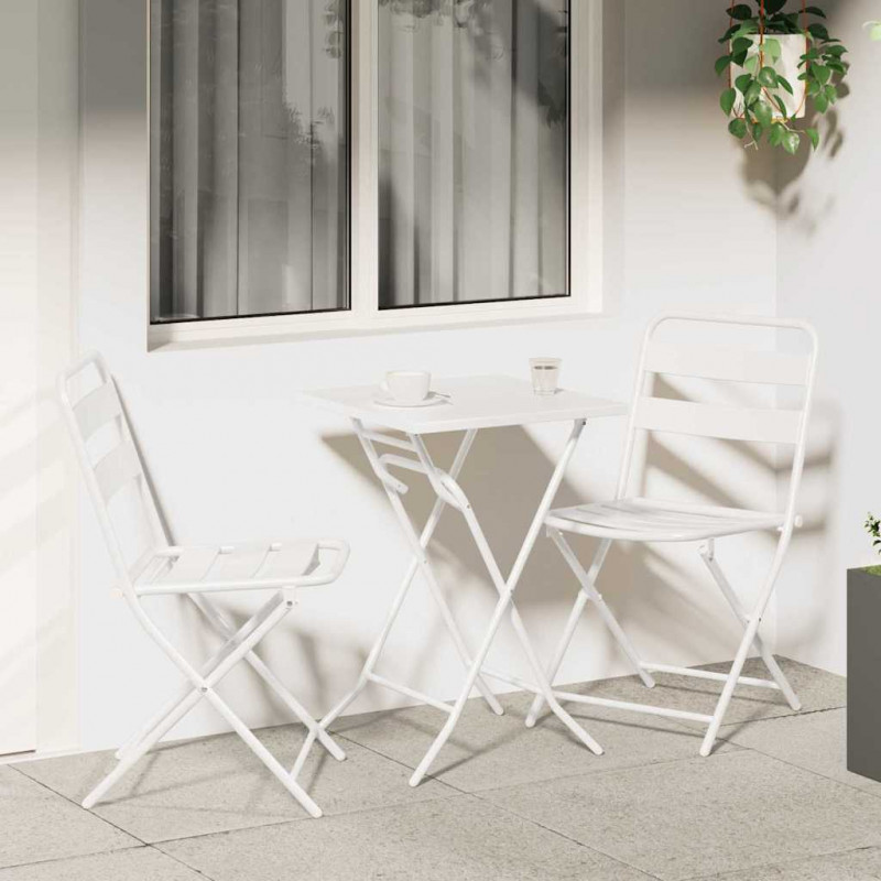 Zestaw Bistro Ogrodowego 3 pcs Biały Stal