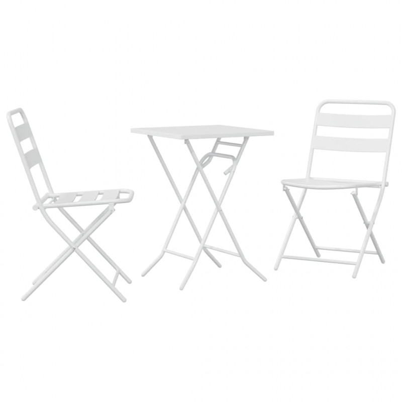 Zestaw Bistro Ogrodowego 3 pcs Biały Stal