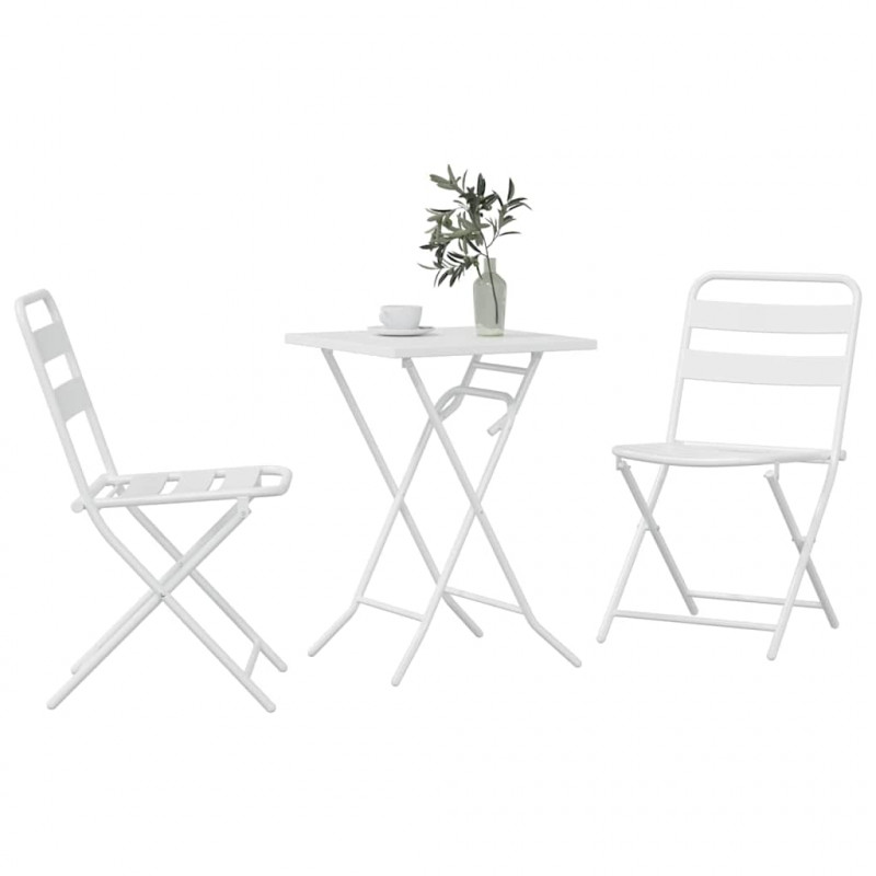 Zestaw Bistro Ogrodowego 3 pcs Biały Stal