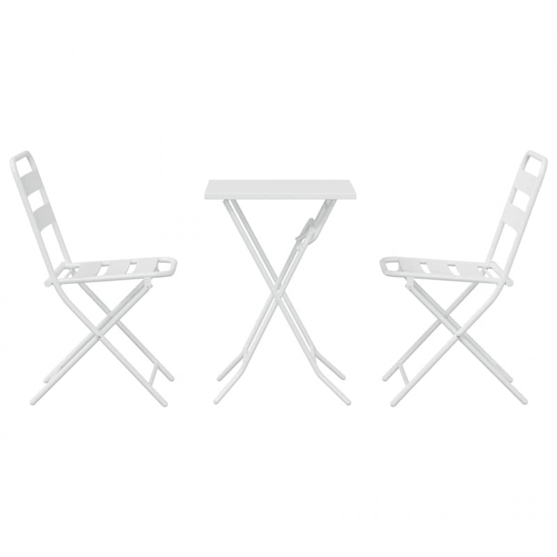 Zestaw Bistro Ogrodowego 3 pcs Biały Stal
