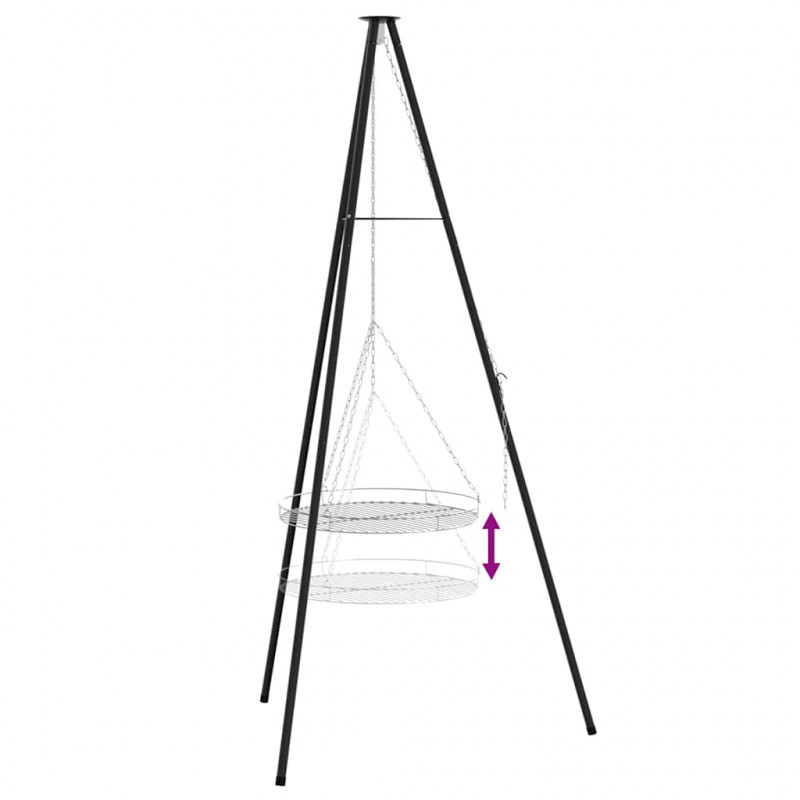 Tripod na ognisko 2 pcs Czarny Stal