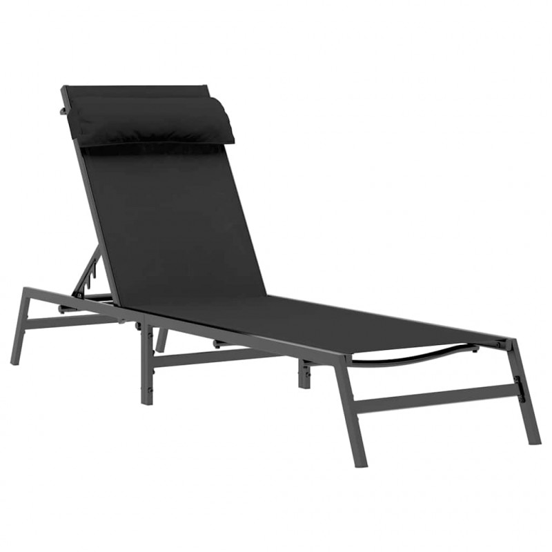 Leżak 1-osoba Czarny i antracyt 197 x 54 x 86 cm Stal