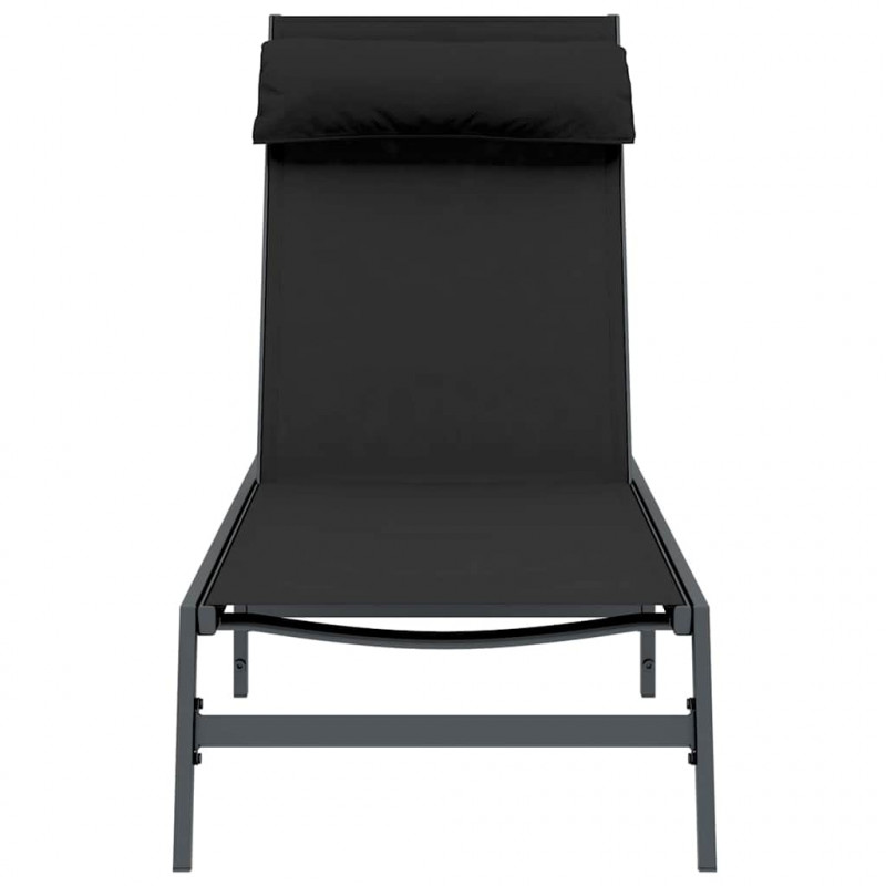 Leżak 1-osoba Czarny i antracyt 197 x 54 x 86 cm Stal