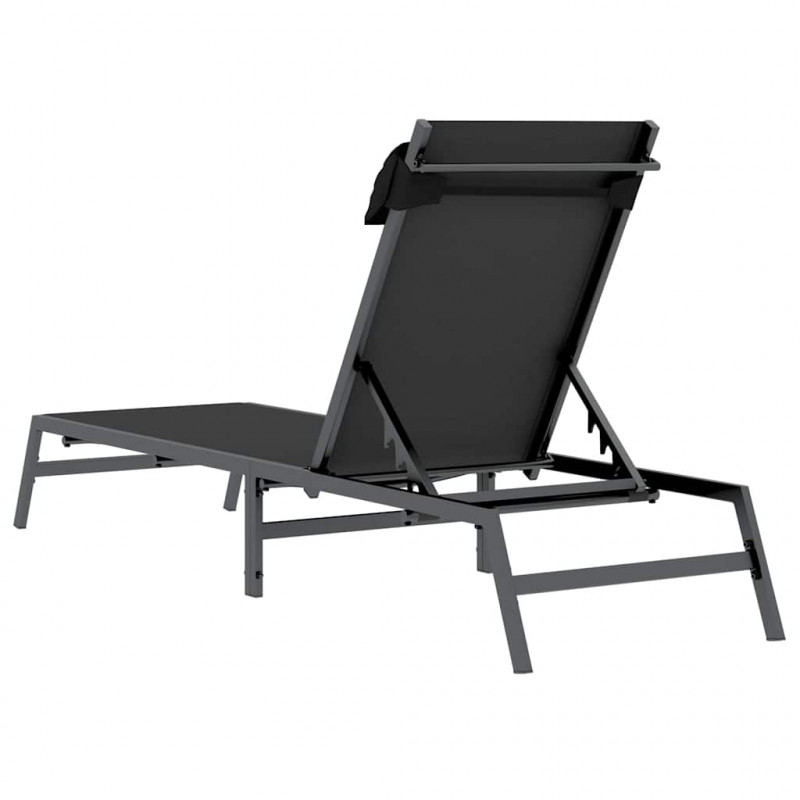 Leżak 1-osoba Czarny i antracyt 197 x 54 x 86 cm Stal