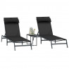 Leżaki 2-osoba 3 pcs Czarny i antracyt Stal