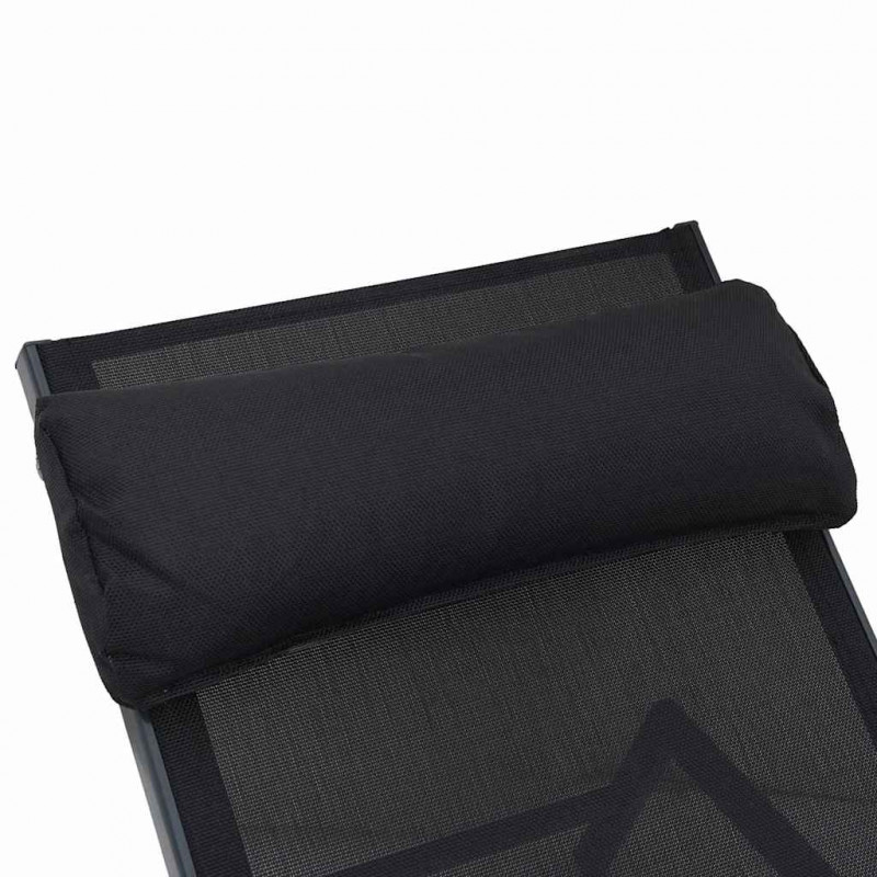 Leżaki 2-osoba 3 pcs Czarny i antracyt Stal