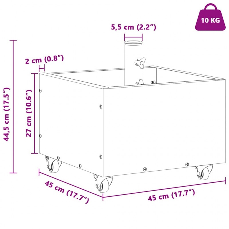Podstawa do parasola Biały 45 x 45 x 45 cm Stal