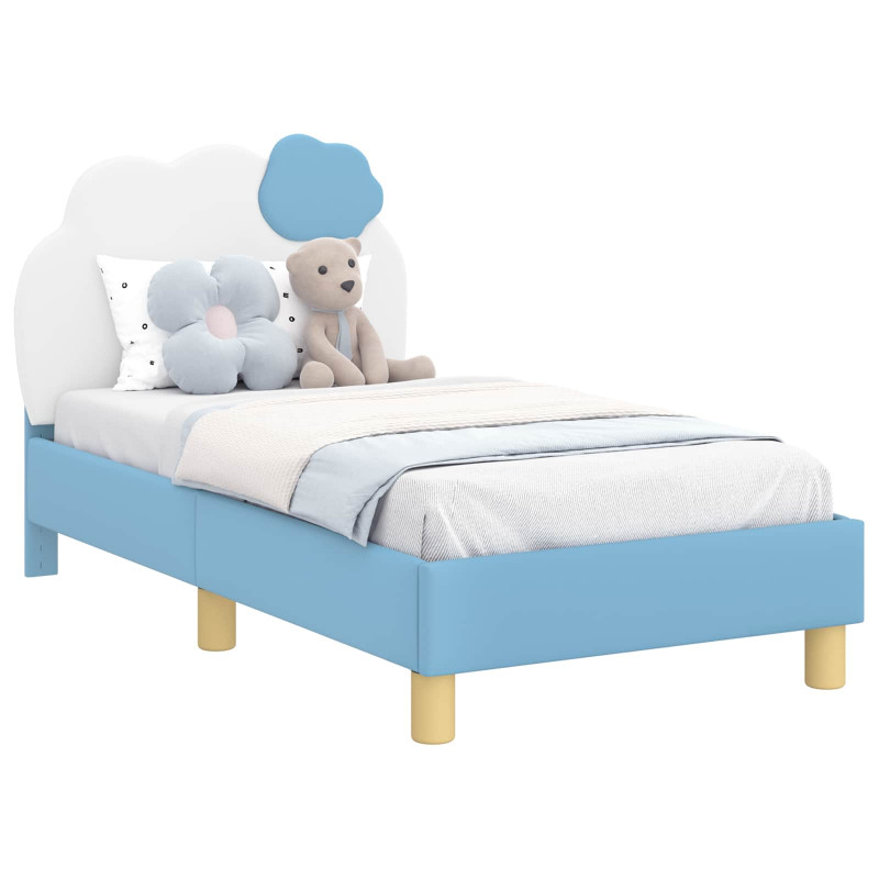 Stelaż łóżka dla malucha z oparciem Niebieski 70 x 140 cm PU
