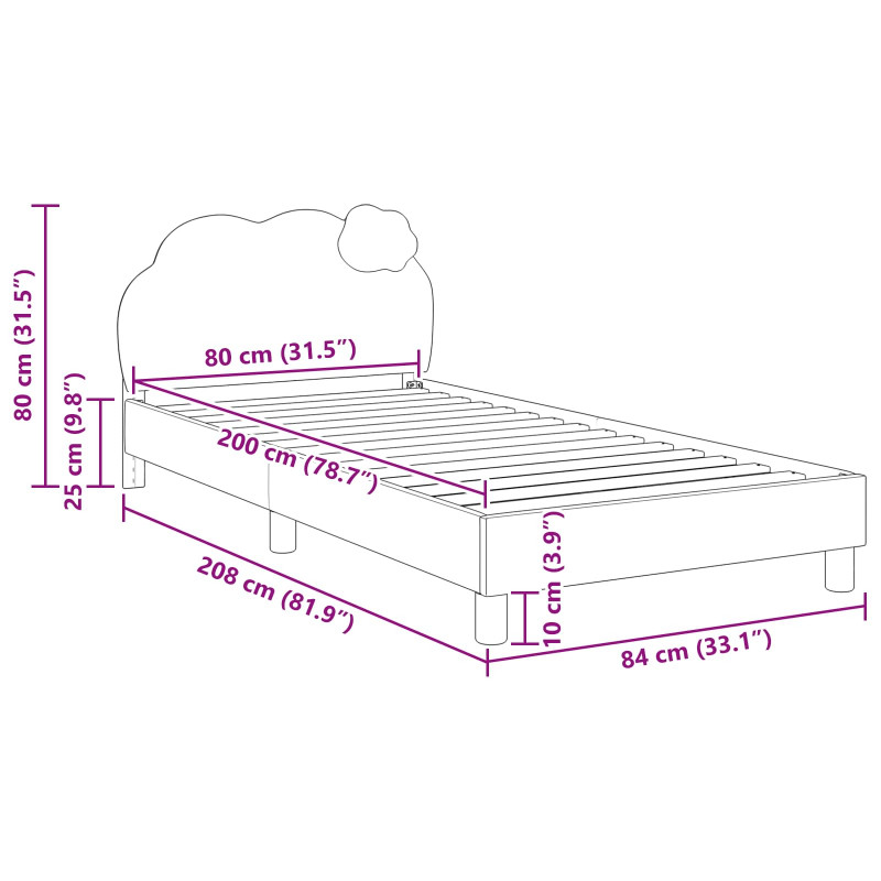 Łóżko Dziecięce z Ramą i Zagłówkiem Niebieski 80 x 200 cm PU