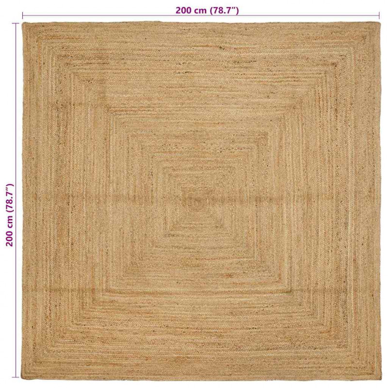 Dywan strefowy Beżowy 200 x 200 cm Juta