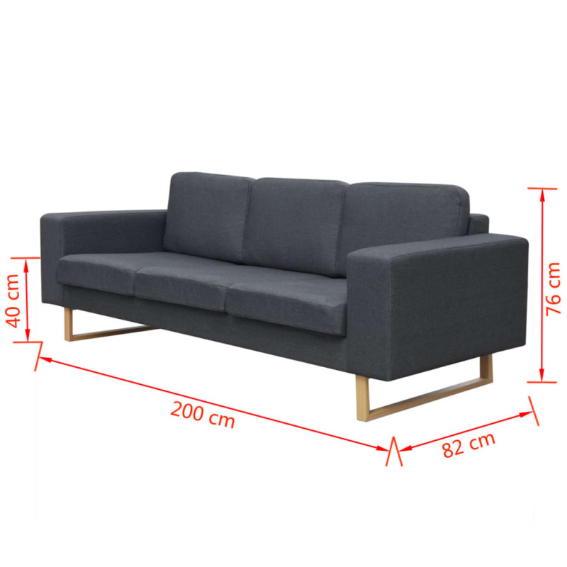 Sofa 3-os. ciemnoszara
