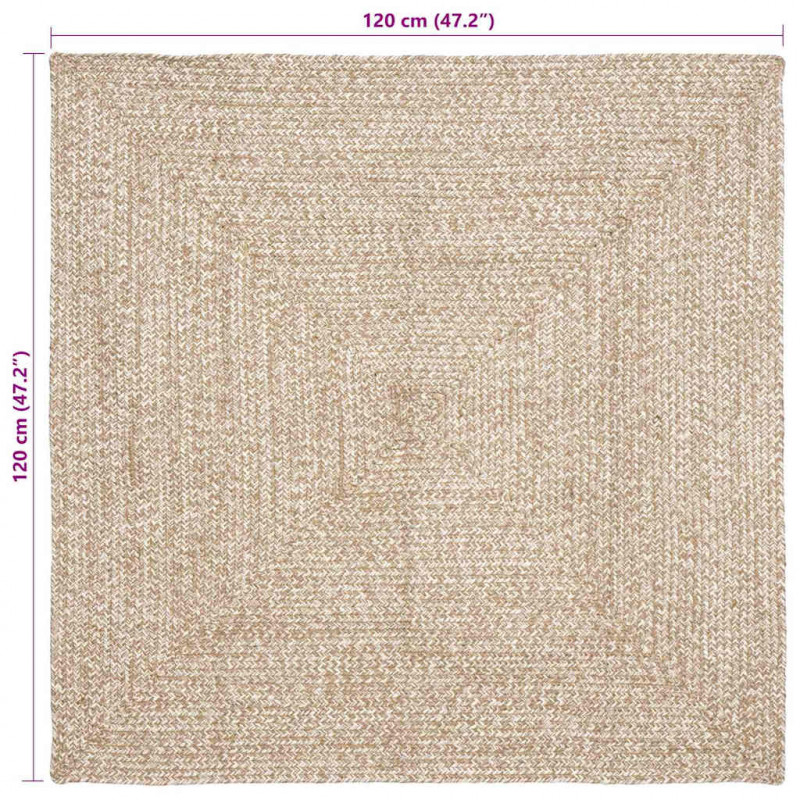 Dywany pokojowe Kwadrat Naturalne i białe 120 x 120 cm Juta