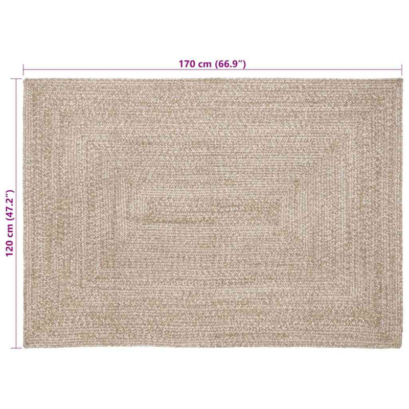 Dywany pokojowe Prostokątny Naturalne i białe 120 x 170 cm Juta