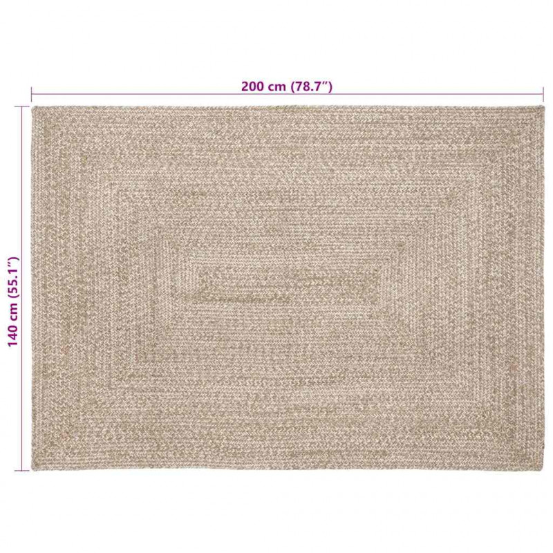 Dywany pokojowe Prostokątny Naturalne i białe 140 x 200 cm Juta