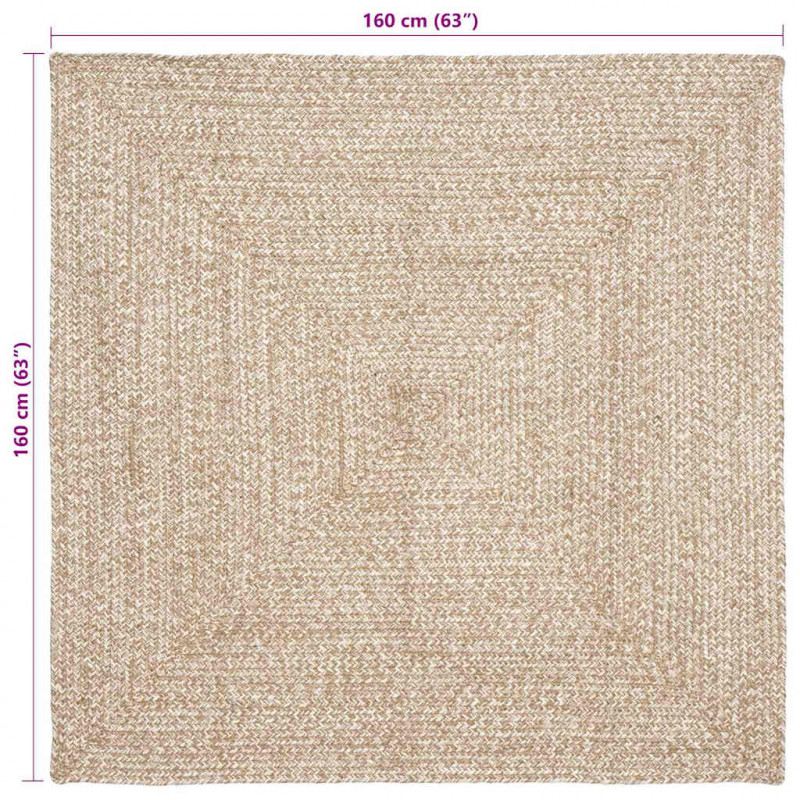 Dywany pokojowe Kwadrat Naturalne i białe 160 x 160 cm Juta