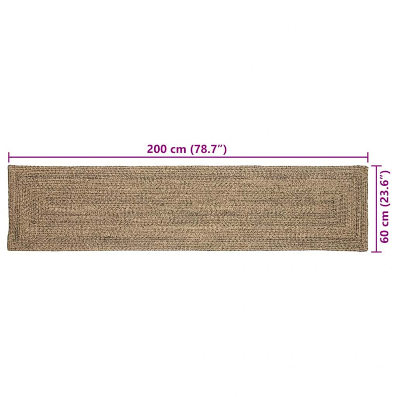 Dywany pokojowe Prostokątny Naturalny i czarny 60 x 200 cm Juta