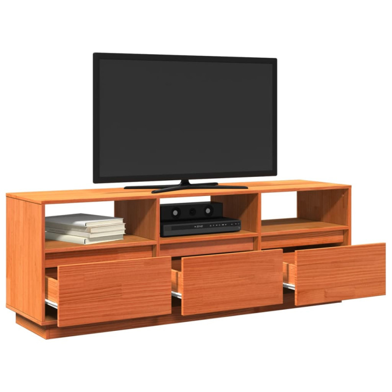 Szafka RTV, woskowy brąz, 140x37x50 cm, lite drewno sosnowe