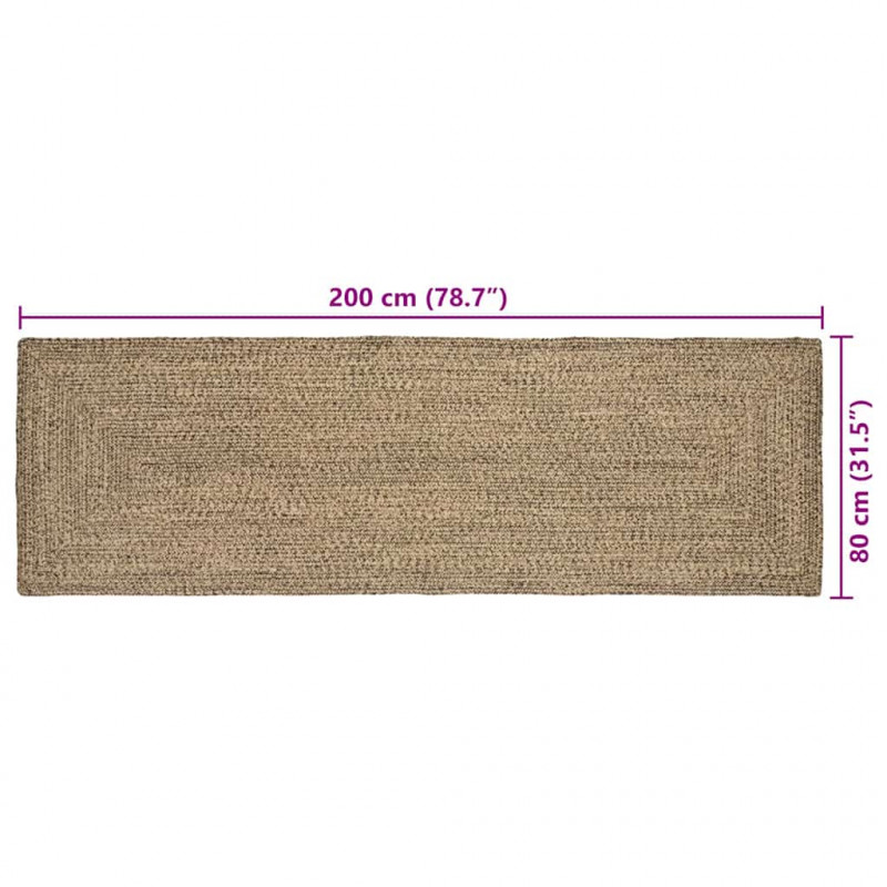 Dywany pokojowe Prostokątny Naturalny i czarny 80 x 200 cm Juta