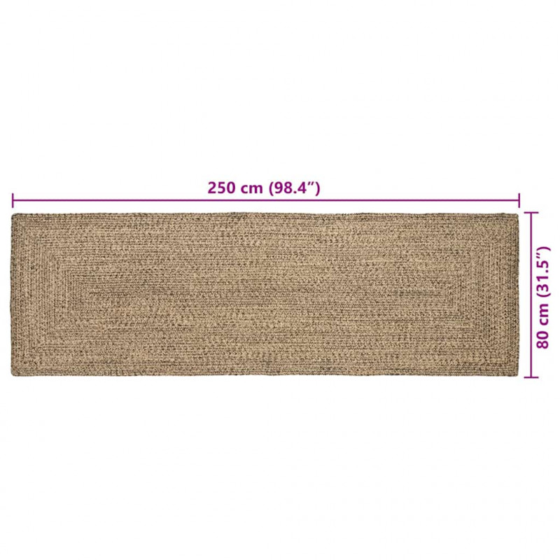 Dywany pokojowe Prostokątny Naturalny i czarny 80 x 250 cm Juta