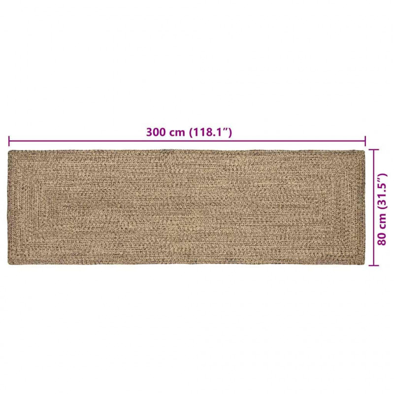 Dywany pokojowe Prostokątny Naturalny i czarny 80 x 300 cm Juta