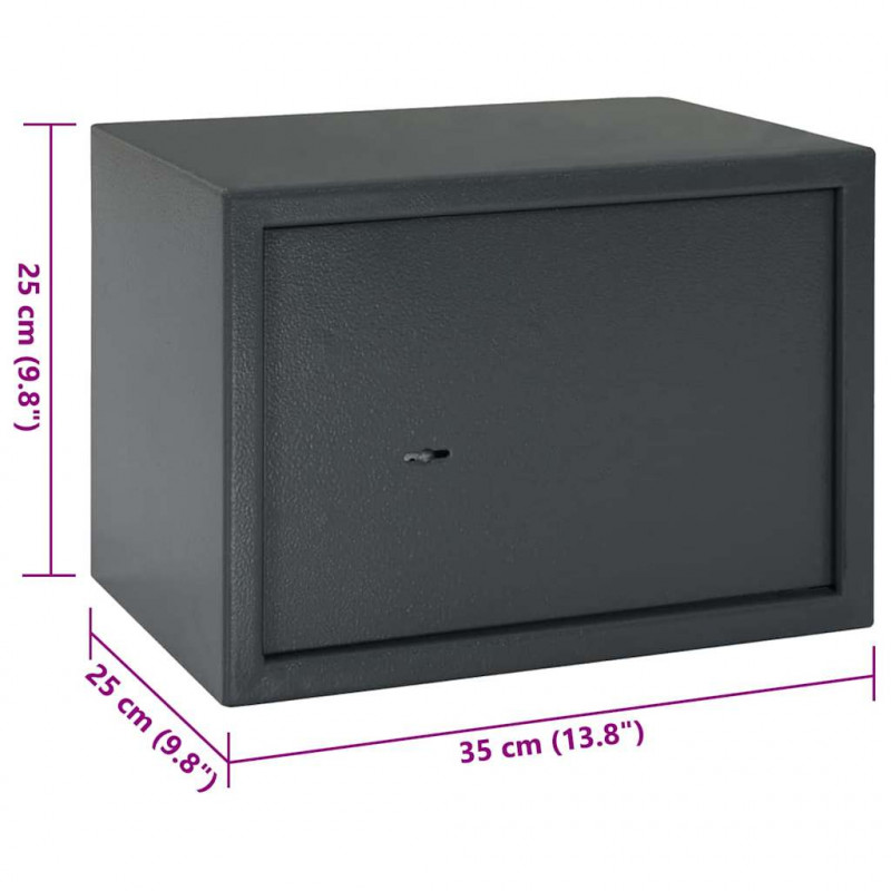 Sejf Z blokadą ciemno szary 35 x 25 x 25 cm Stal