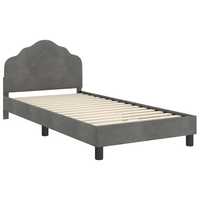Łóżko Dziecięce z Ramą i Zagłówkiem Ciemnoszary 90 x 200 cm