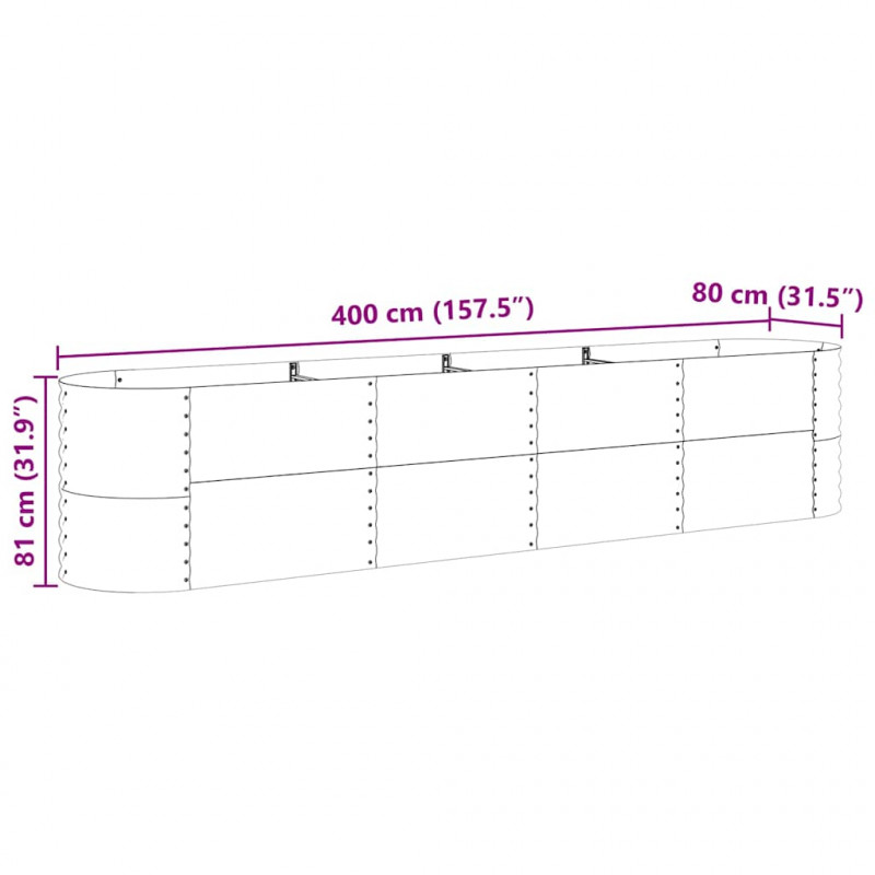 Podniesiony grządka Brązowy 400 x 80 x 81 cm Stal