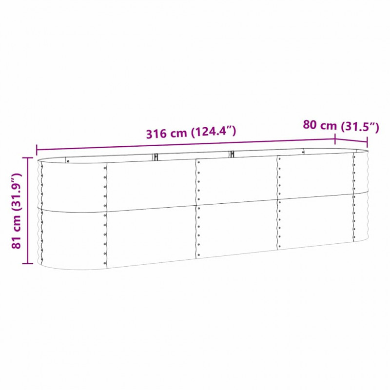 Podniesiony grządka Brązowy 320 x 80 x 81 cm Stal