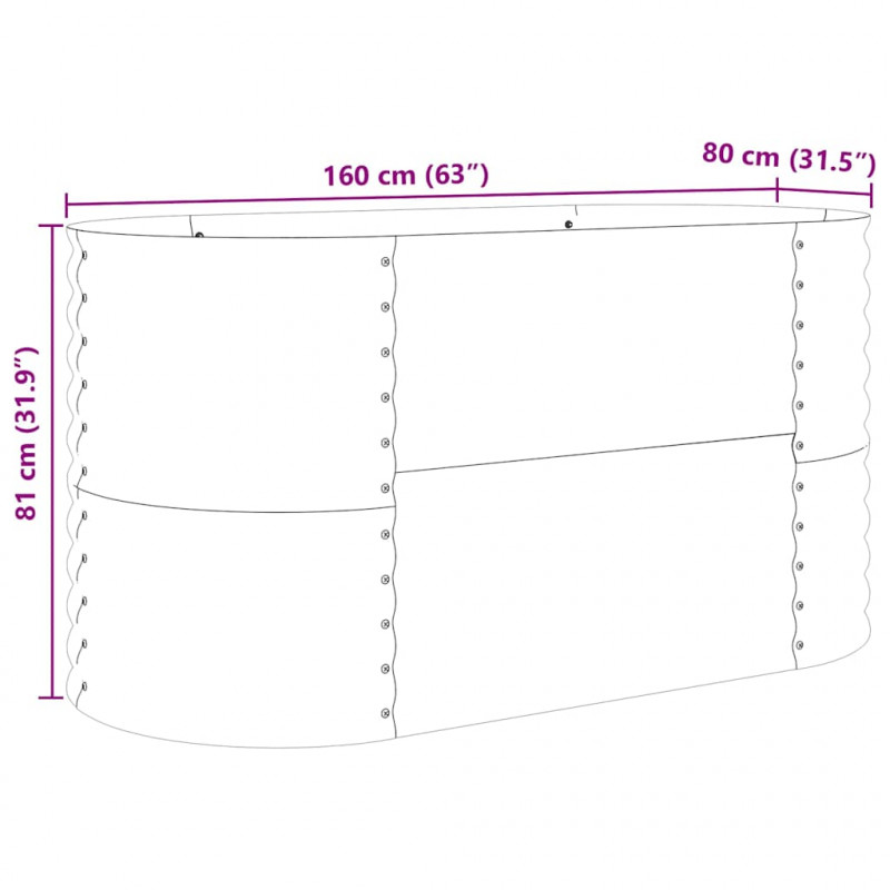 Podniesiony grządka Brązowy 160 x 80 x 81 cm Stal