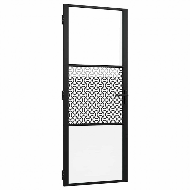 Drzwi szklane Fretwork Czarny 76 x 3.5 x 201.5 cm Aluminium