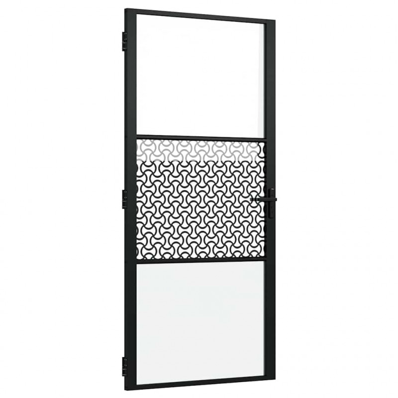 Drzwi szklane Fretwork Czarny 76 x 3.5 x 201.5 cm Aluminium