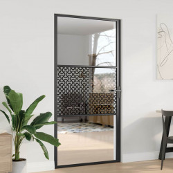 Drzwi szklane Fretwork Czarny 76 x 3.5 x 201.5 cm Aluminium