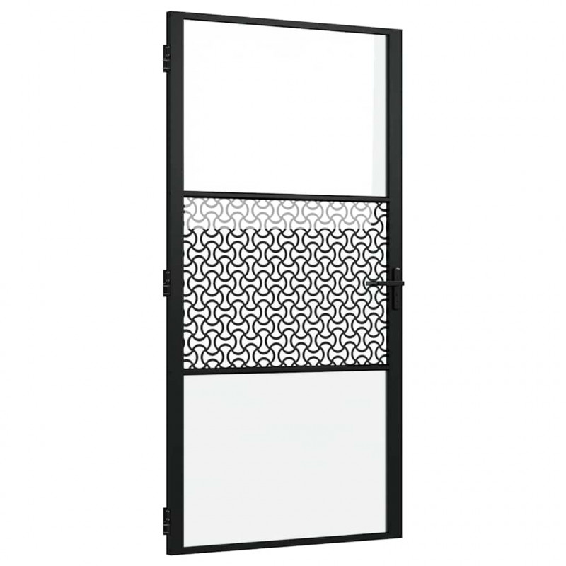 Drzwi szklane Fretwork Czarny 76 x 3.5 x 201.5 cm Aluminium