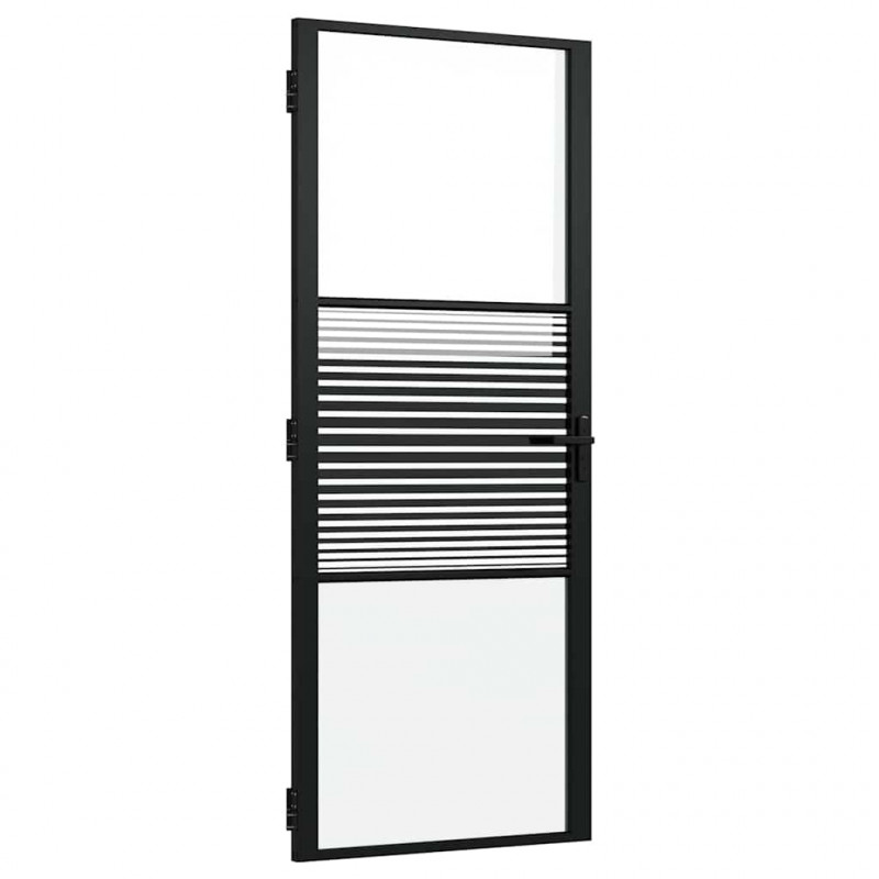 Drzwi szklane Paski Czarny 76 x 3.5 x 201.5 cm Aluminium
