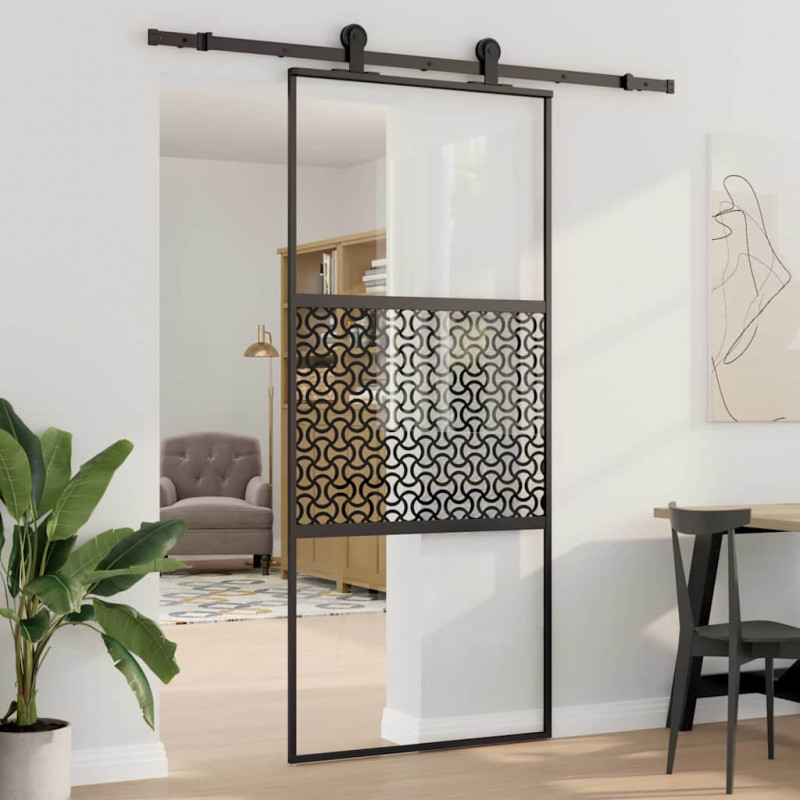 Drzwi szklane Fretwork Czarny 90 x 2 x 205 cm Aluminium