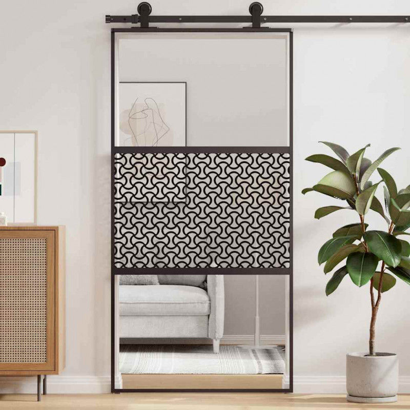 Drzwi szklane Fretwork Czarny 90 x 2 x 205 cm Aluminium