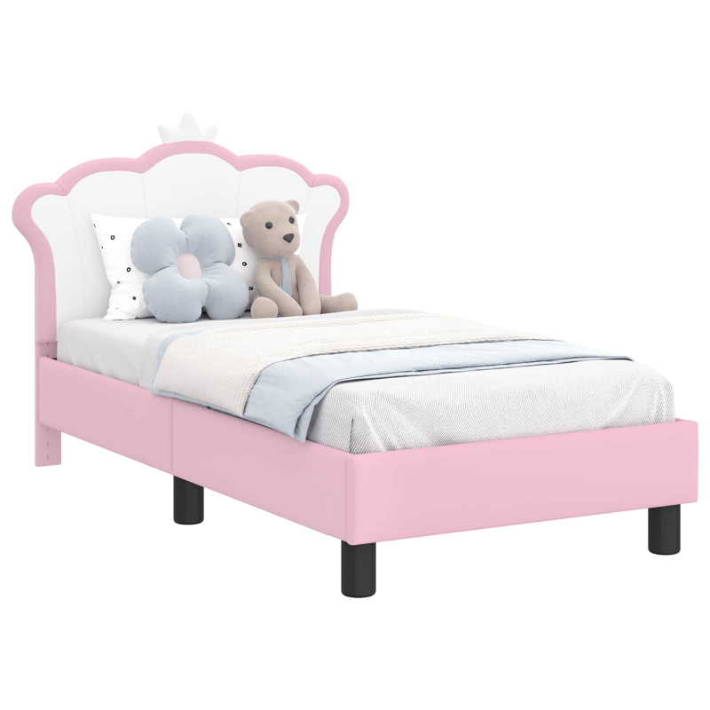 Stelaż łóżka dla malucha z oparciem Różowy 70 x 140 cm PU