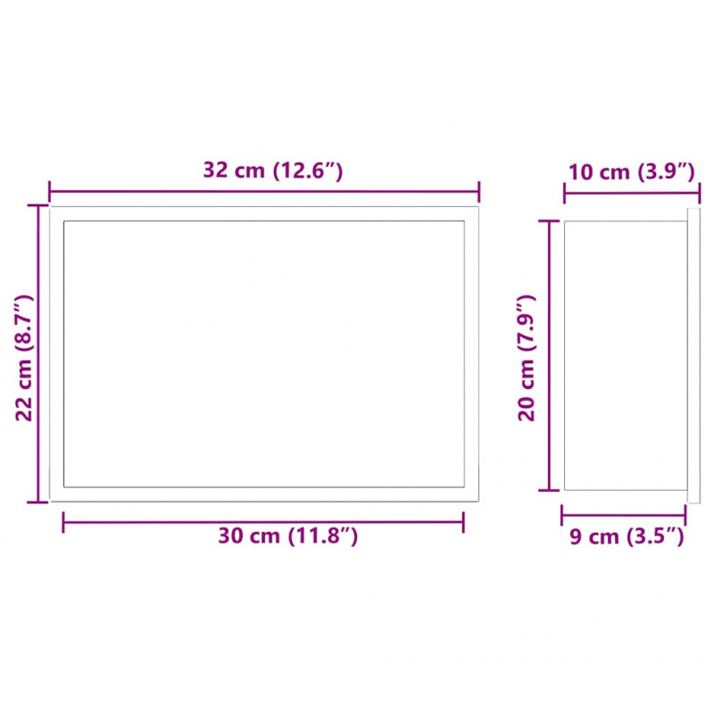 Nisza prysznicowa Czarny 30 x 20 x 9,5 cm Stal nierdzewna
