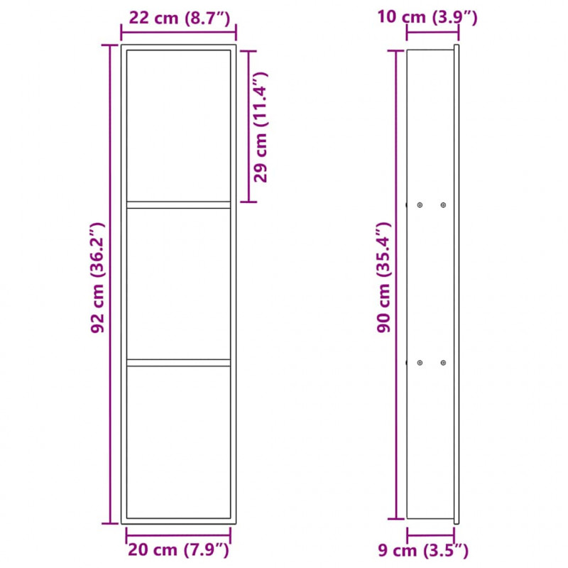 Nisza prysznicowa Biały 90 x 20 x 9,5 cm Stal nierdzewna