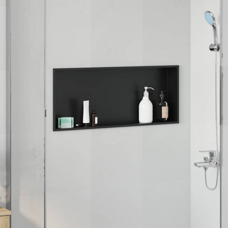 Nisza prysznicowa Czarny 75 x 30 x 9,5 cm Stal nierdzewna