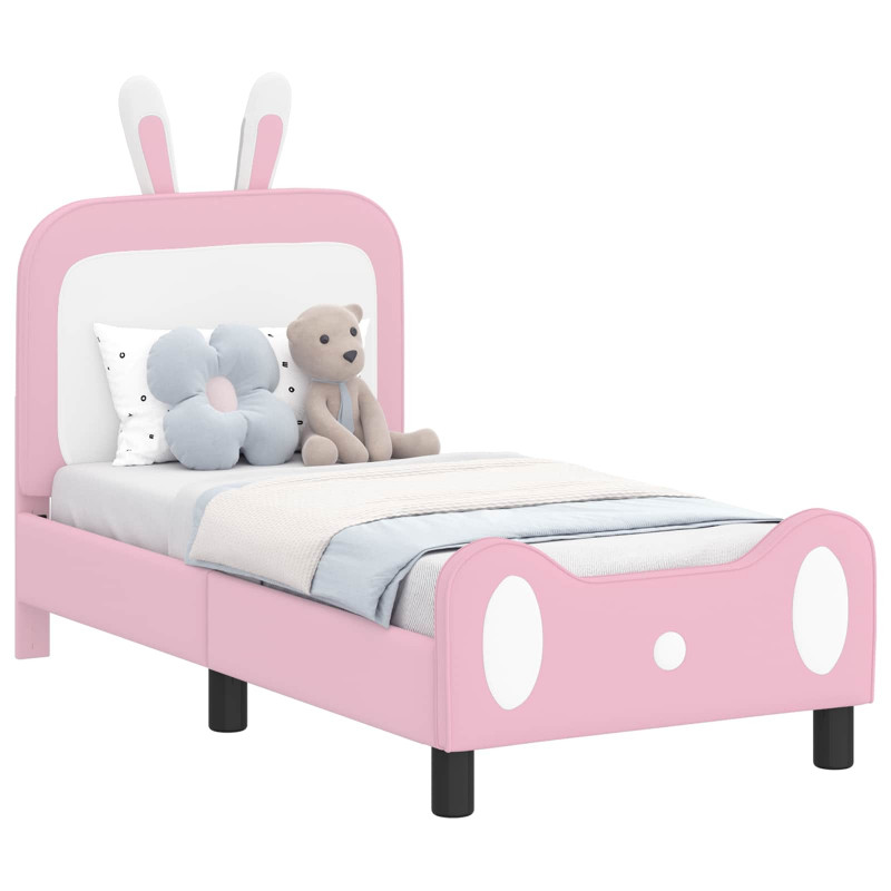 Stelaż łóżka dla malucha z oparciem Różowy 70 x 140 cm PU