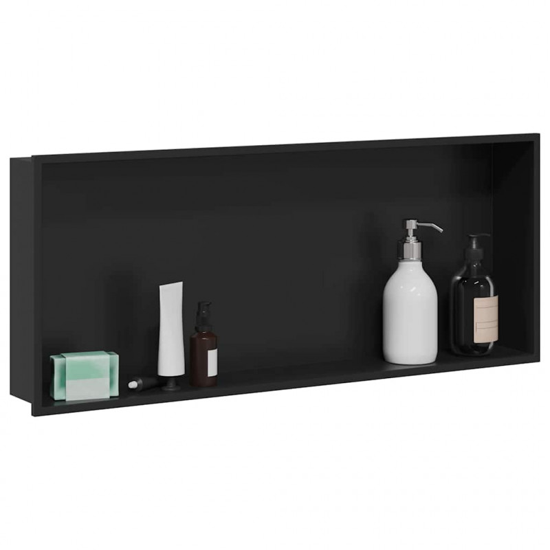 Nisza prysznicowa Czarny 75 x 30 x 9,5 cm Stal nierdzewna