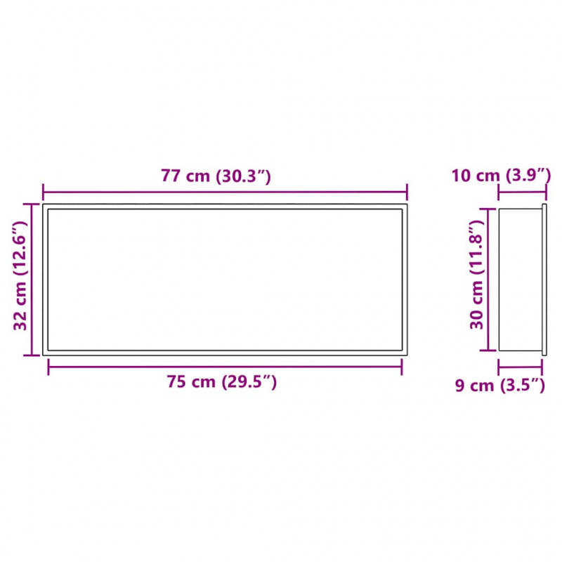 Nisza prysznicowa Czarny 75 x 30 x 9,5 cm Stal nierdzewna