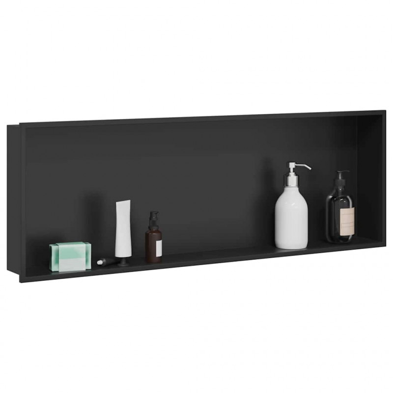 Nisza prysznicowa Czarny 90 x 30 x 9,5 cm Stal nierdzewna