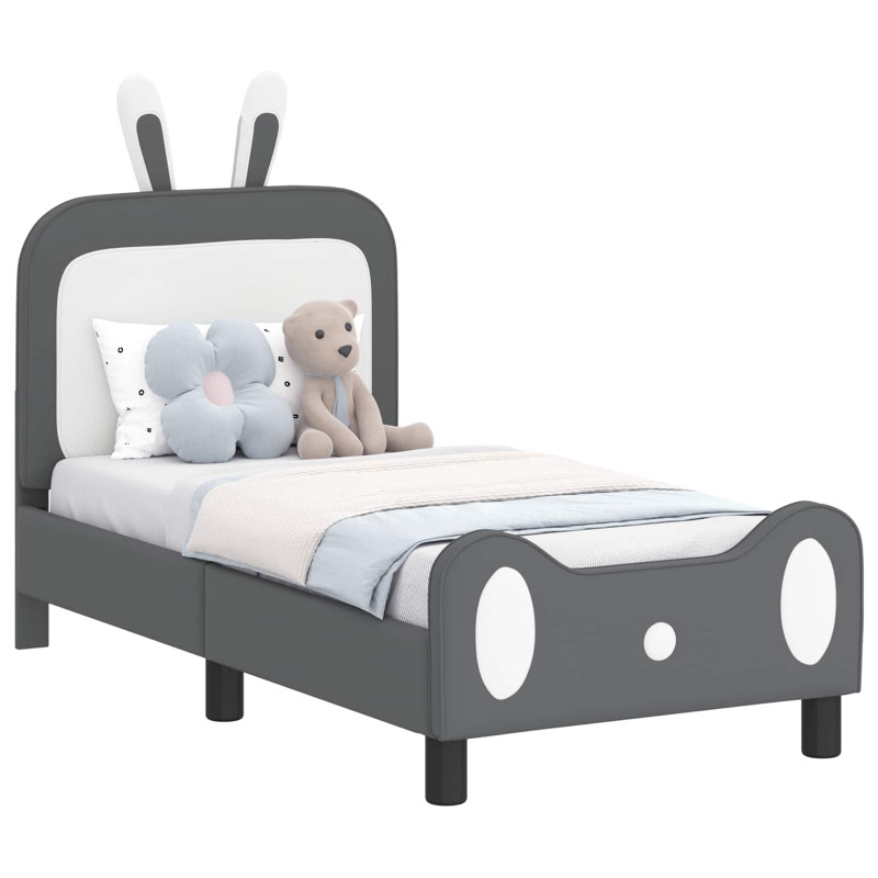 Stelaż łóżka dla malucha z oparciem Jasnoszary 70 x 140 cm PU