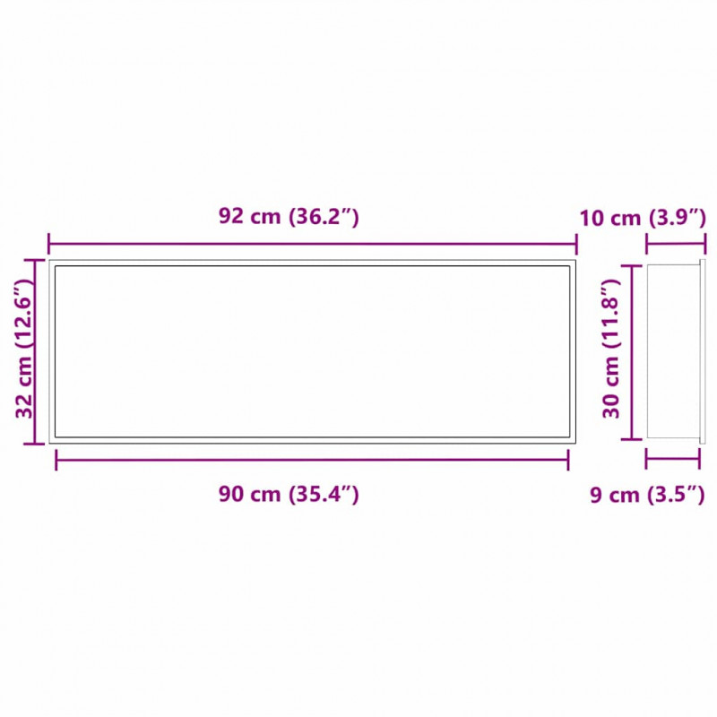 Nisza prysznicowa Biały 90 x 30 x 9,5 cm Stal nierdzewna