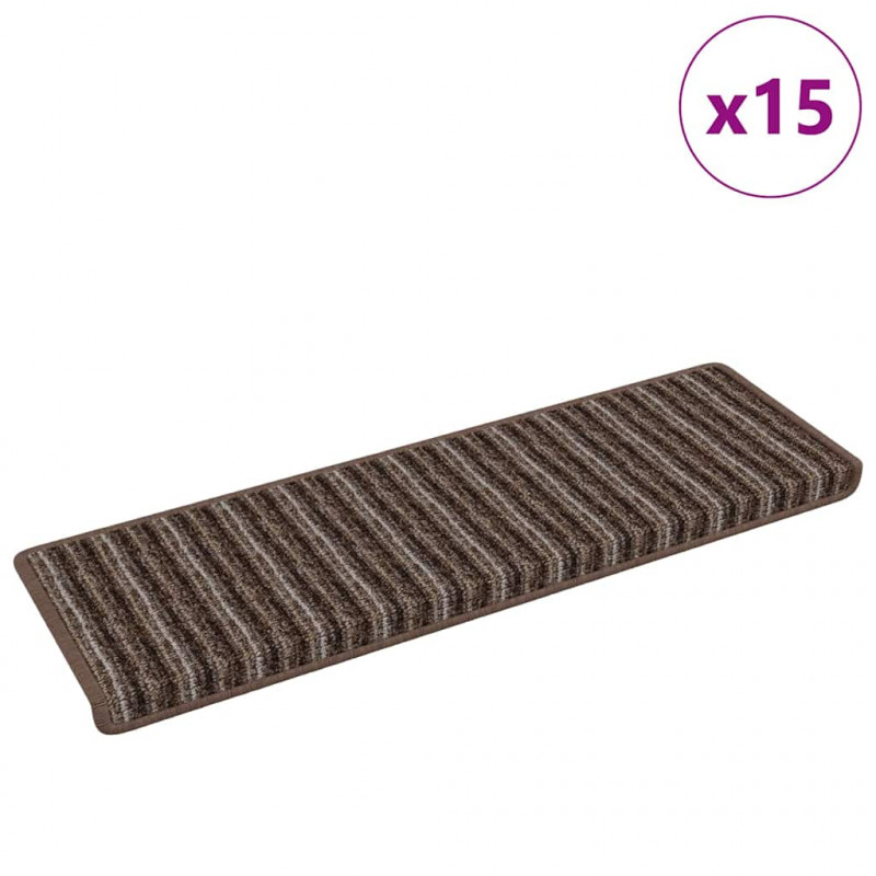 Samoprzylepne maty na schody 15 pcs Brązowy 65 x 21 x 4 cm