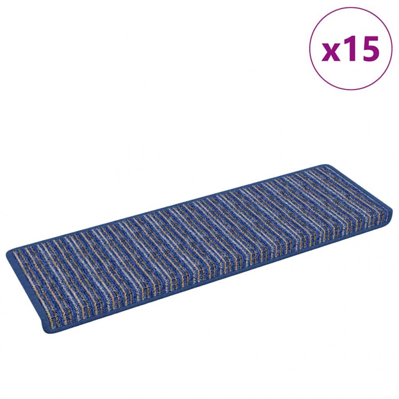 Samoprzylepne maty na schody 15 pcs Niebieski 65 x 21 x 4 cm