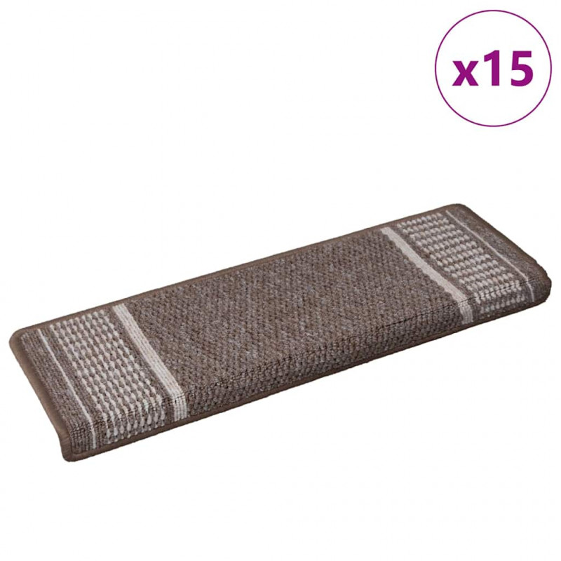 Samoprzylepne maty na schody 15 pcs Brązowy 65 x 21 x 4 cm